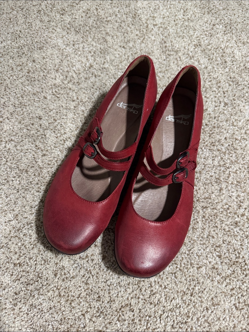 Dansko Women’s Red Double-Strap Mary Jane Flats